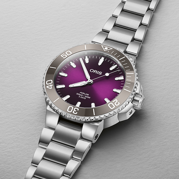 Oris Release The Hölstein Edition Aquis Watch, With A Deep Purple Dial