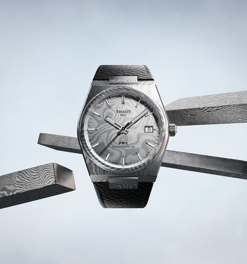 Tissot PRX Powermatic 80 in 38mm Titanium, Damascus Steel Cases